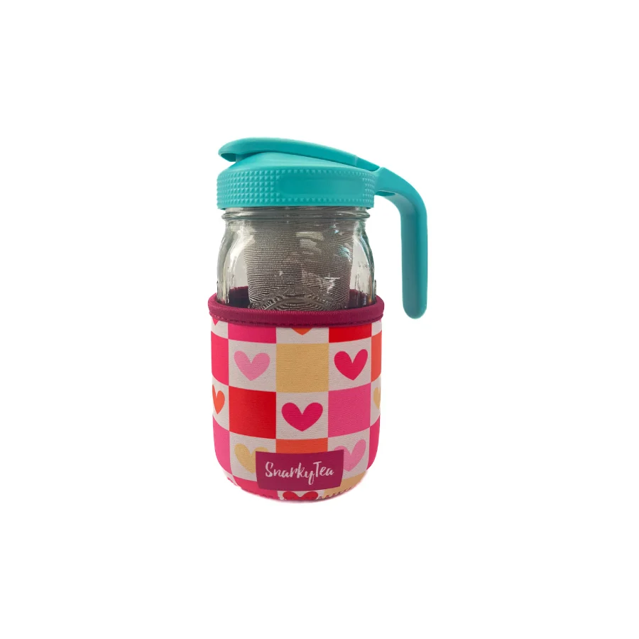 Mason Jar Sleeve - Valentine's Checkered Heart Design - Image 3