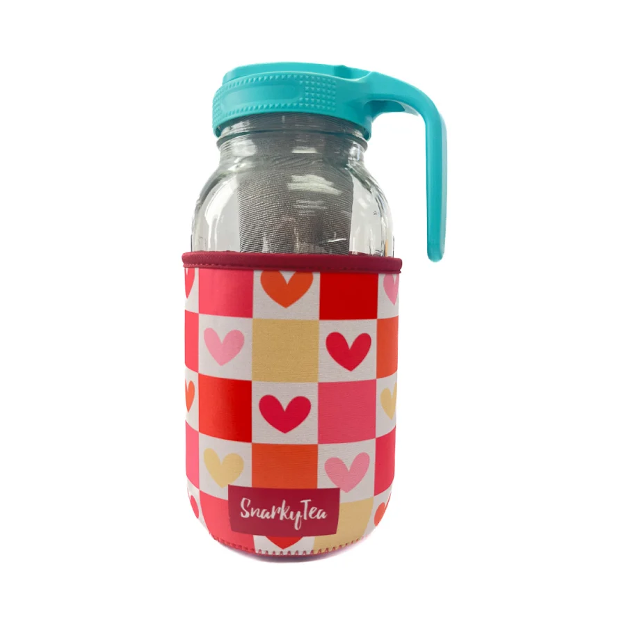 Mason Jar Sleeve - Valentine's Checkered Heart Design - Image 4